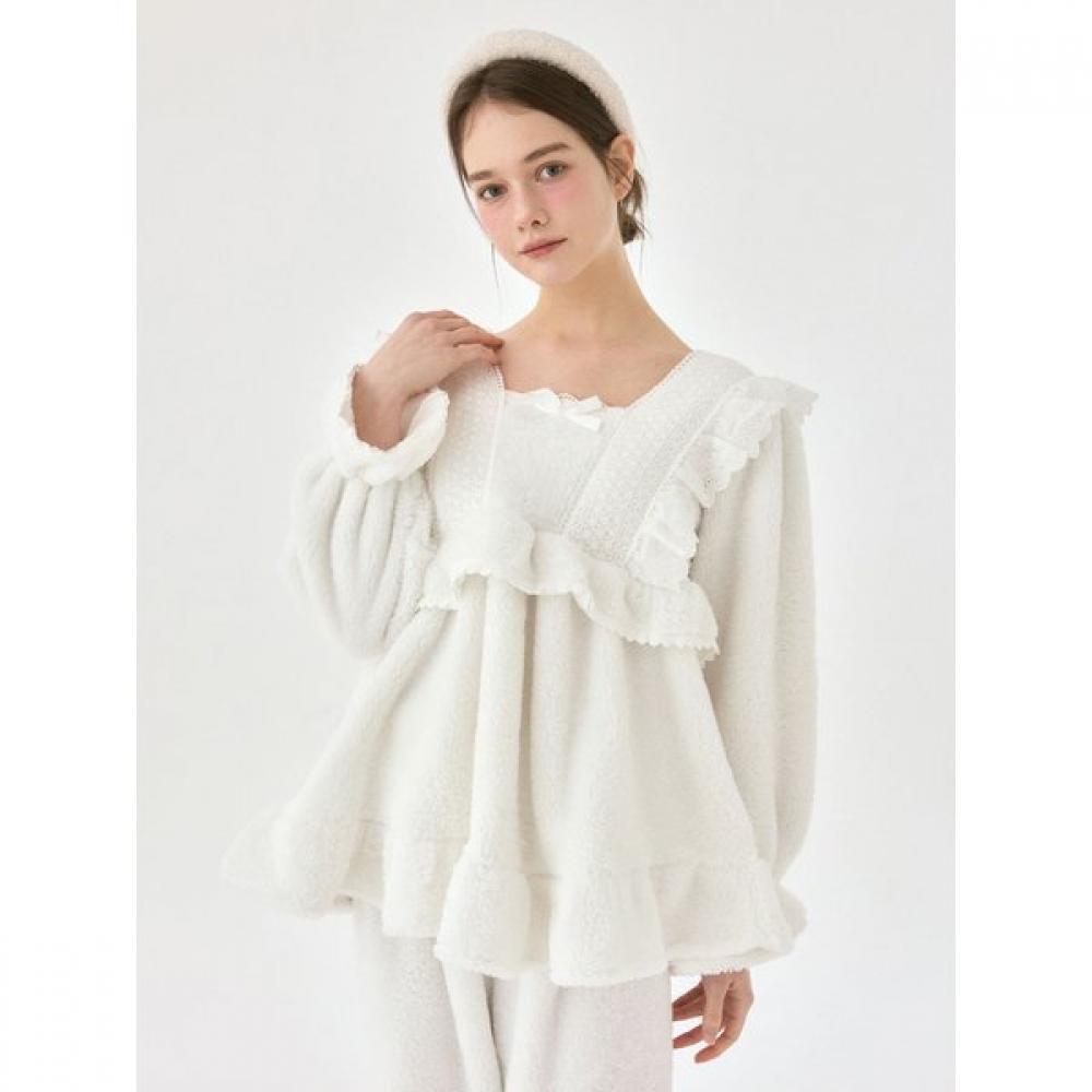 Lunaluz Women Long Sleeve Square Neck Microfiber Pajama Set Fogni