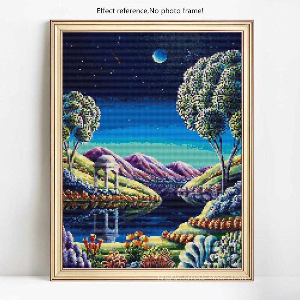 5D DIY Diamond Painting Moon Night Plný kulatý scénický diamantový vyšívací křížový steh