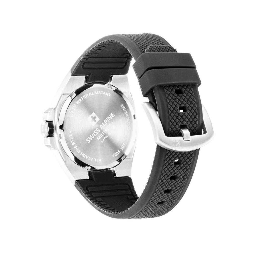 Swiss Alpine Military Typhoon Polyurethene Strap Black Dial Quartz 7005.1837 100M Men's Watch