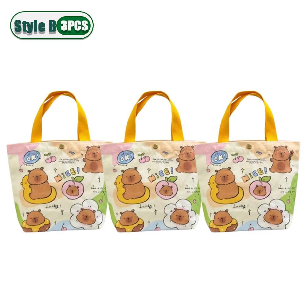 1-10PCS Large Capacity Kapybara Canvas Tote Bag Cute Bento Bag Commuter Bag Holiday Gift Bag Portable Bag Children's Gift Bags
