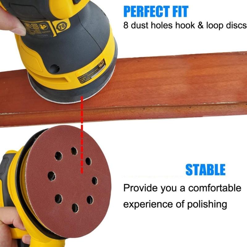 Disco de lijado para pulir coche de plástico resistente de 5 pulgadas con 8 agujeros para recogida de polvo para lijado eficaz con herramienta eléctrica
