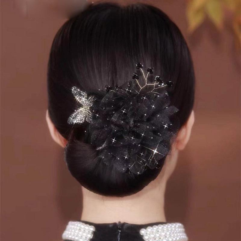 Camellia Black Butterfly Hair Bun Maker - Versatile Douyin-Style Twist Clip for Women