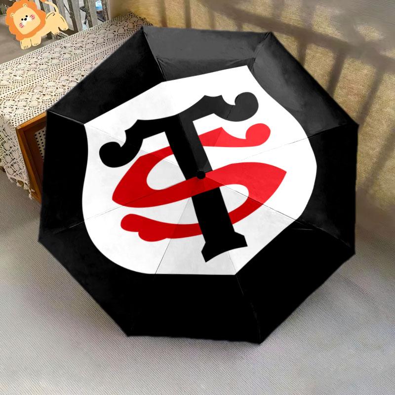 1 PC Automatic Folding Umbrella - Stade Toulousain Pattern, Portable & Foldable Design with 8 Ribs, Christmas Birthday Gifts