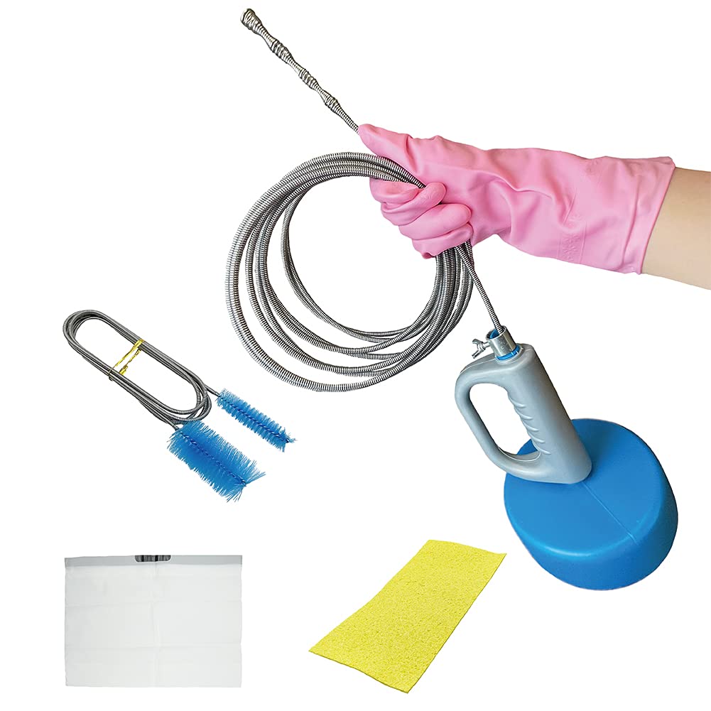 Howasuto Pipe Cleaner Set for Unclogging and Cleaning Pipe Brush Wire Brush for and Kitchens 5-Piece Drains, Cleaning, Toilets, Bathrooms, (10m)
