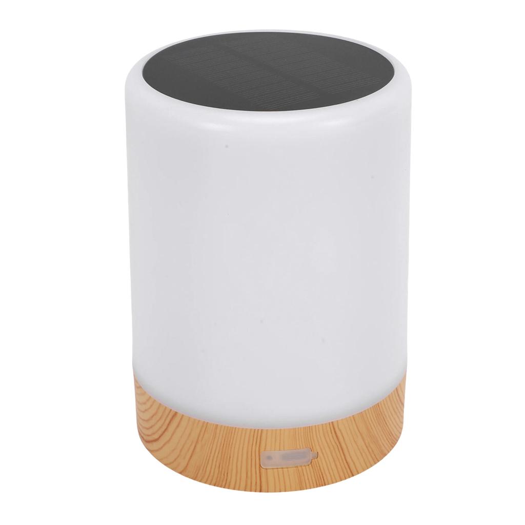 Solar Night Light Efficient Monocrystalline Silicon Solar Panel Wood Grain Table Lamp Lantern for Home Garden Patio