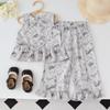 Girls Chinese Summer Outfit Ink Painting Print Two Piece Set Baby Fashionable National Trend Clothing