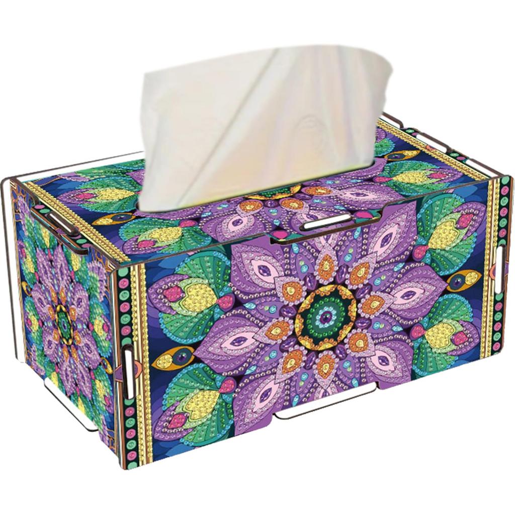 Wooden 5D Diamond Painting Tissue Holder Wooden Diamond Painting Tissue Box 5D DIY Diamond Handmade Tissue Holder for Home Decor