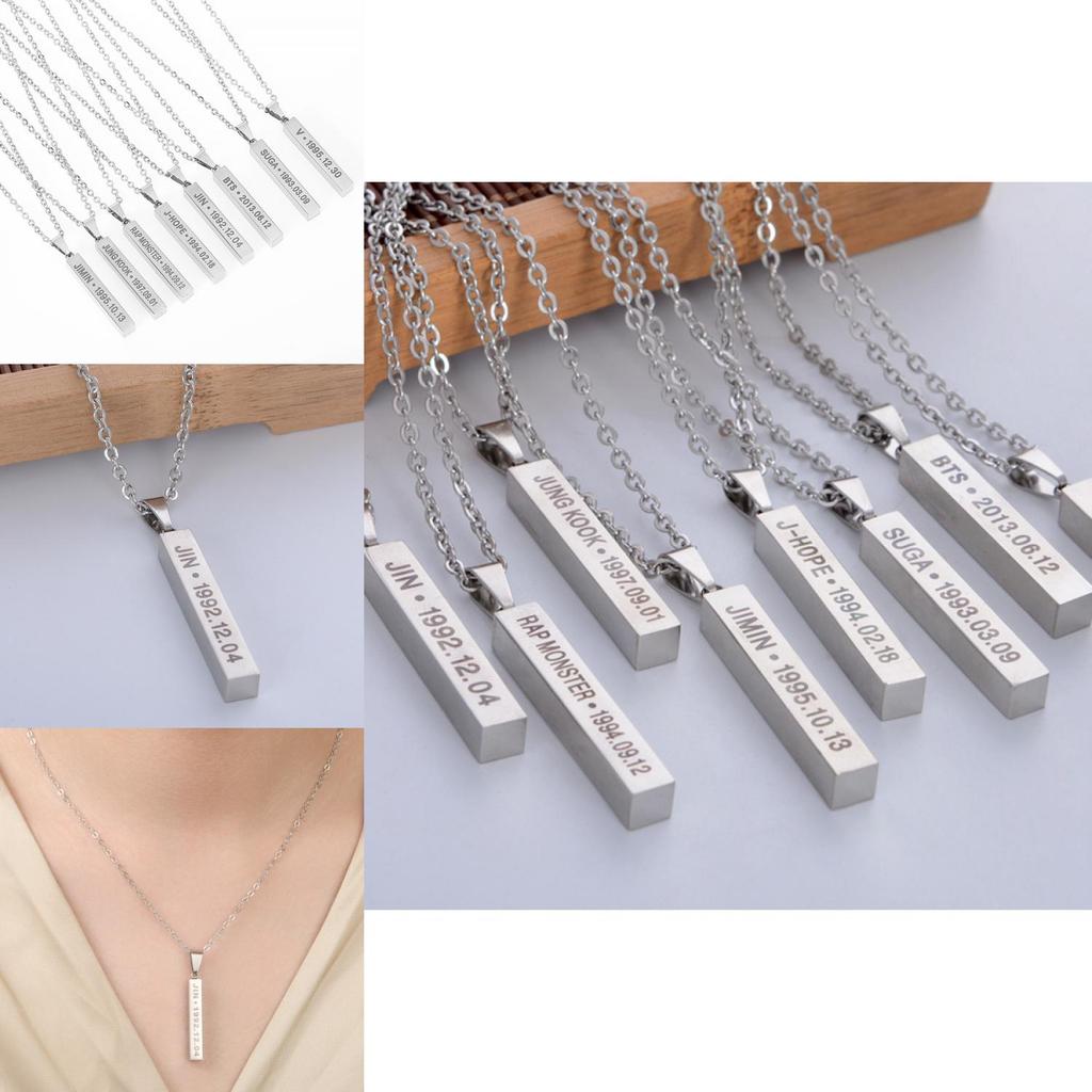 Bts Boys Stainless Steel Geometric Necklace For Women With O Chain Style