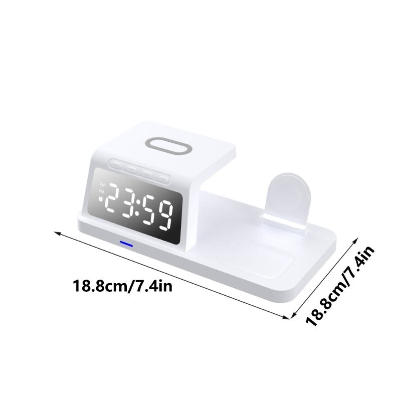 Multiple Device Wireless Charger with LED Digital Clock 15W Fast Charging Wireless Charging Station for OS system Phones