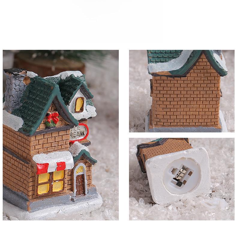 Port of Love Christmas Resin Cottage Luminous Table Ornaments
