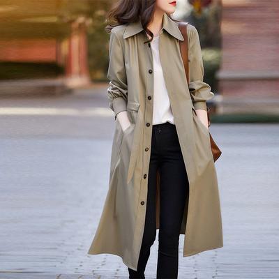 Schnürung in der Taille und dünner Look, Trenchcoat für Damen, mittellang und lang, Frühling und Herbst, neue Modelle