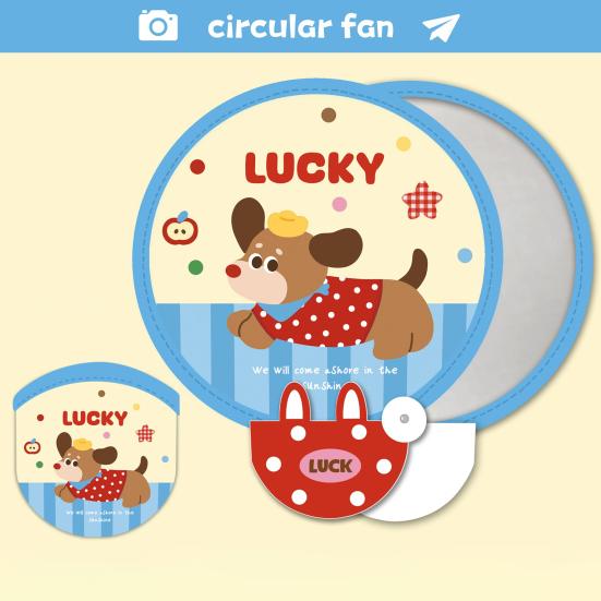 Cartoon Folding Round Fan with Photography Reflector Portable Lightweight Pocket Size Outdoor Travel Camping Summer Handheld Fan