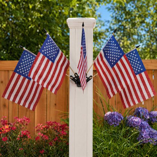 yangyizhi American Flag Stand Set, 5Pcs Celebration Flags with Poles And Fan-Shaped Bases for Wall Balcony Shop Fronts Outdoor Decor Patriotic