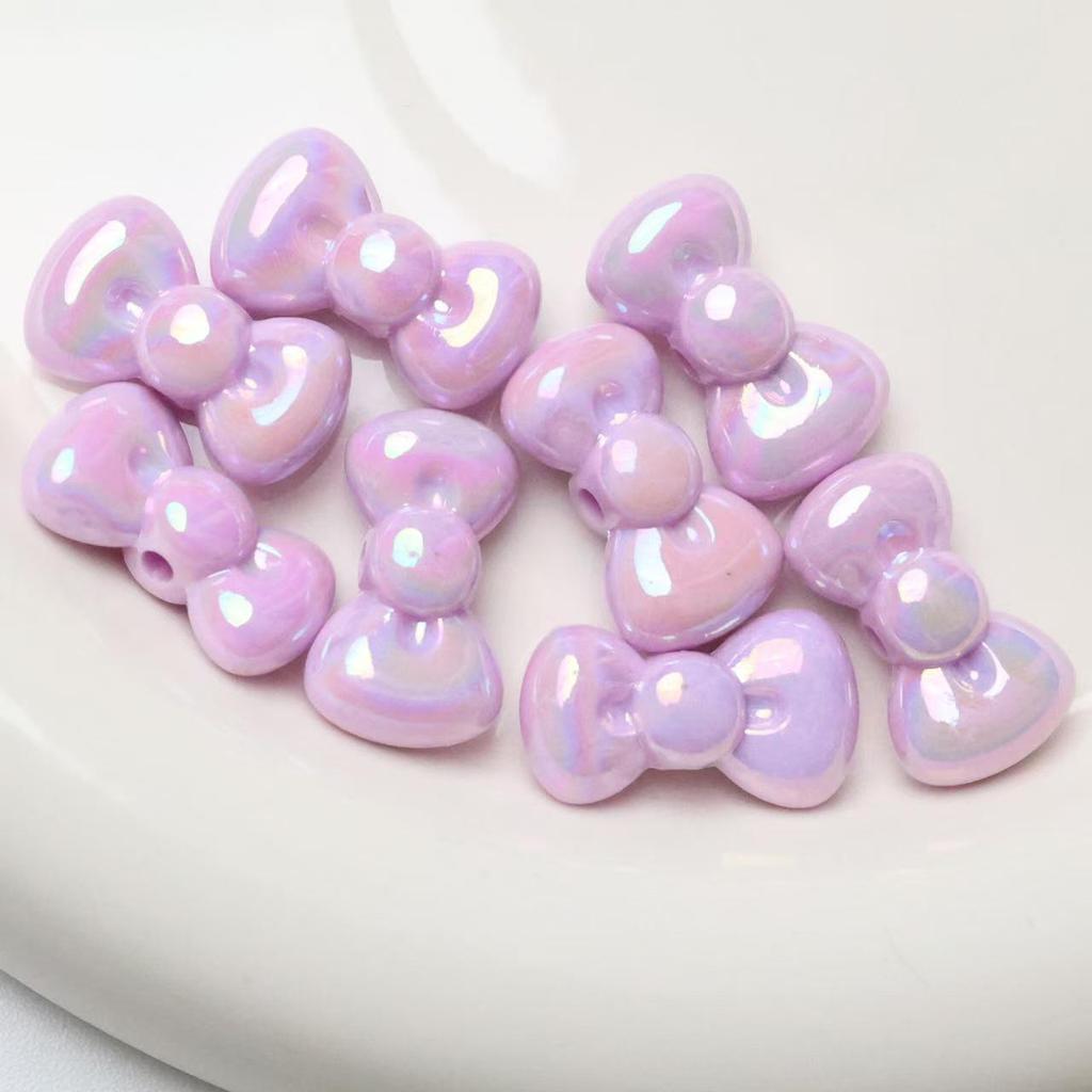 Colorful Electroplated AB Beads Bowtie DIY Phone Chain Lanyard Shoe Flower Accessory