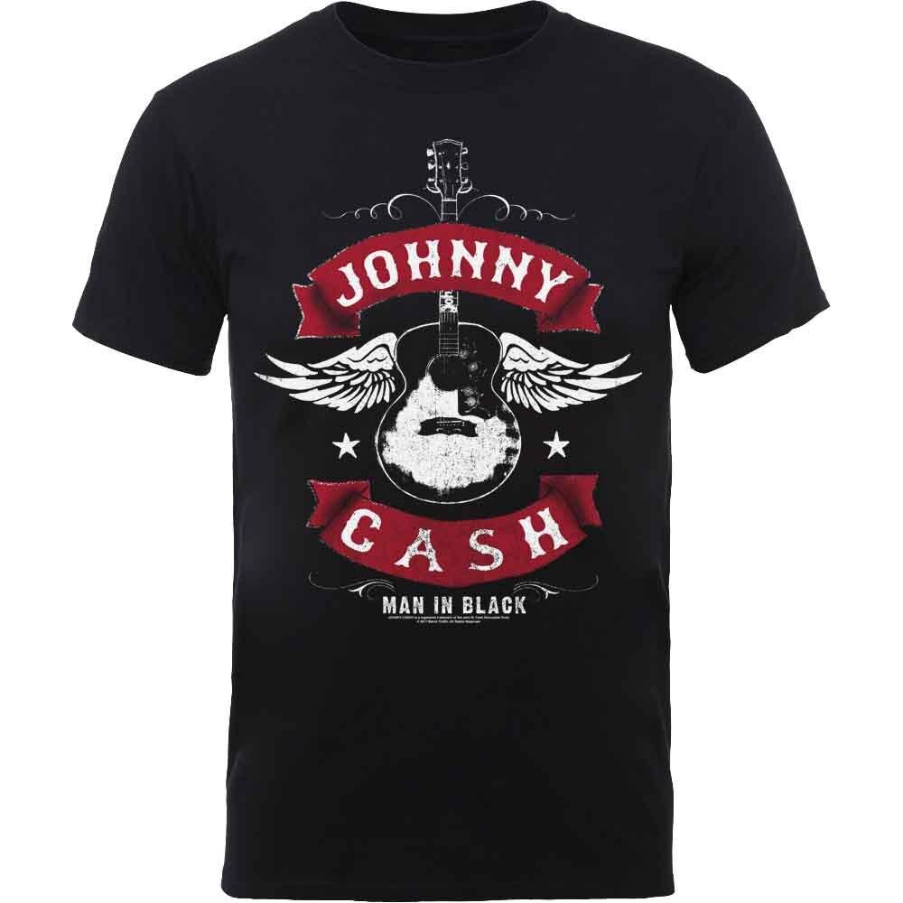 Johnny Cash Winged Guitar T-Shirt Black New Unisex T-Shirt M