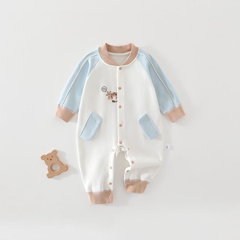 Spring & Autumn Pure Cotton Baby Jumpsuit - Newborn Crawling & Home Pajamas