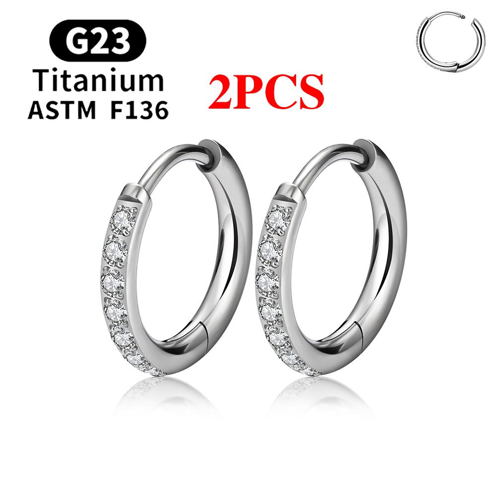 

2/20 шт. G23 Титановий сережка-кільце з цирконієм, шарнірний сегмент, кільце для носа з круглим кінцем для жінок, сережка для вуха, козелка, хряща, хряща вуха, хряща вуха, пірсинг-прикраси 2X12MM