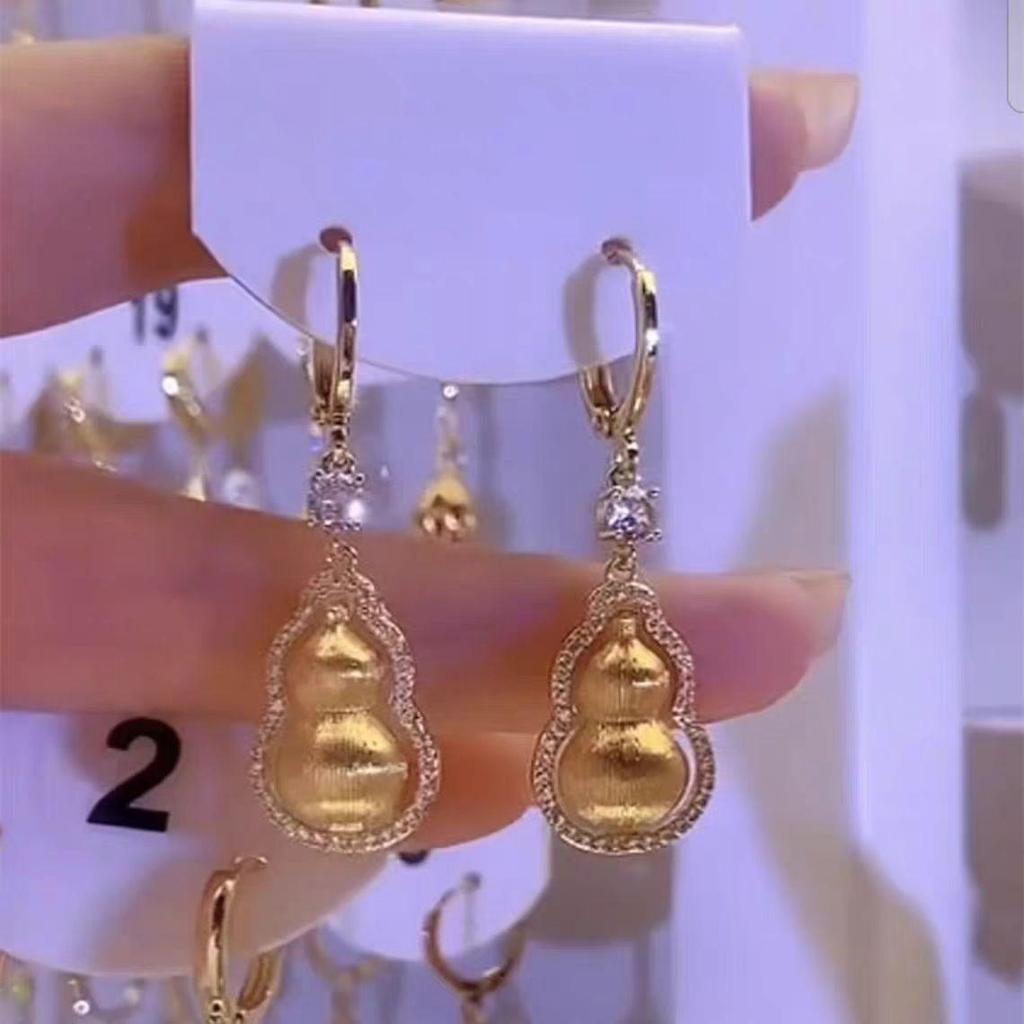 2025 Chic Chinese Style High-End Rhinestone Gourd Stud Earrings for Women - Fashionable Ear Jewelry & Pendants