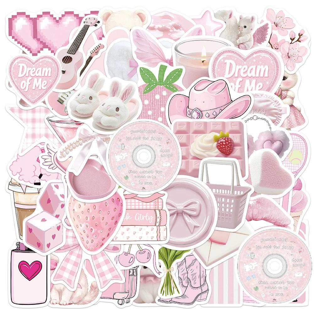 10/30/50pcs Kawaii Cartoon Pink Gentle Aesthetic Stickers Cute Ins Style Decals Suitcase Notebook Phone Case Girl Sticker Decor