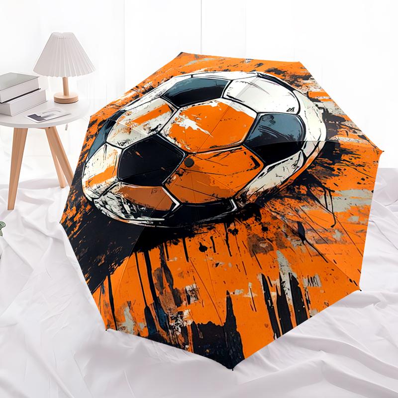 1 Stück Fußballteam Schirm Tragbarer Faltbarer Schirm Eisenrahmen Lochknochenstruktur Outdoor Heimschirm