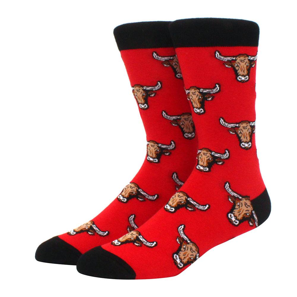 Herr Kammade Bomullsstrumpor Roliga Glad Novelty Långa Crew Strumpor Astronaut Djur Romb Galet Roliga Funky Skateboard Strumpor Färgglada