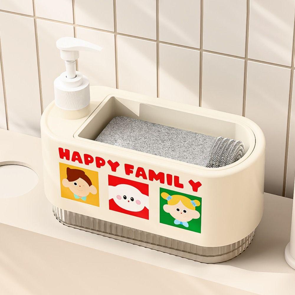 Leak-Proof Manual Press Soap Box Refillable Sponge Holder Kitchen Hand Soap Dispenser  Countertop