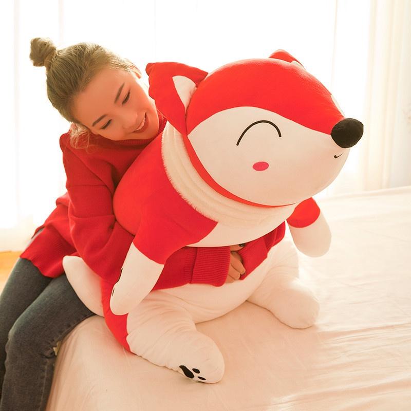 Large Fox Plush Toy Soft Stuffed Animal Pillow Creative Gift For Girls Birthday Present 35cm 50cm 60cm 70cm 90cm 1.2m