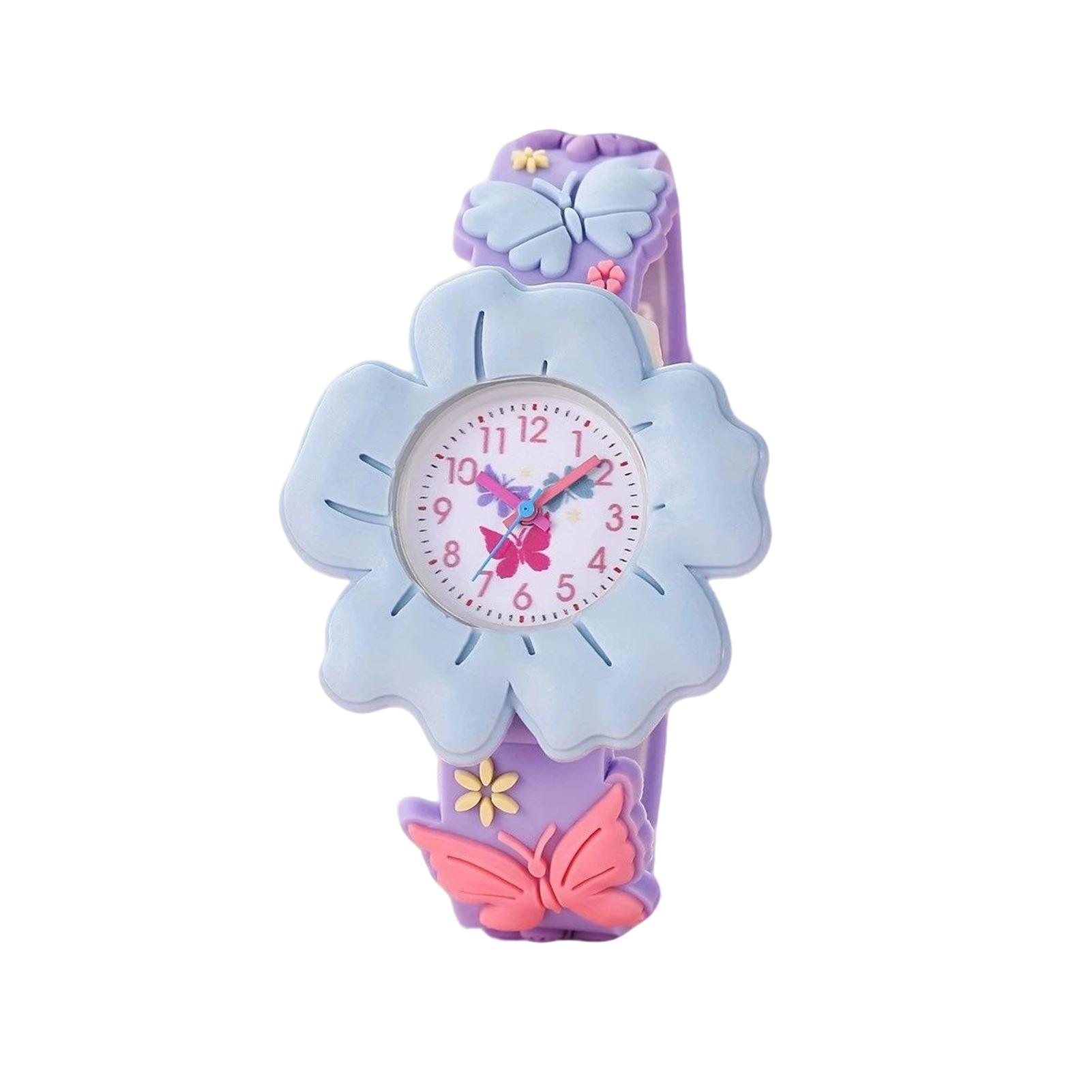 Children s Watch,Cute Floral Silicone Watch,Soft Silicone Waterproof Kids Wristwatch,Accurate-Quartz Cartoon Watch