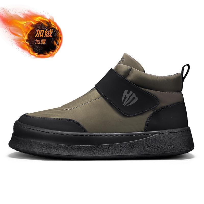 Winter Schneestiefel Herren Klettverschluss Warm Verdickt Fleece Mittlere Baumwollstiefel Trend