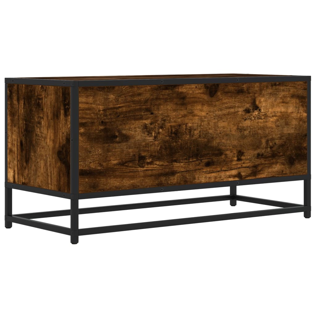 TV Stand in Smoked Oak 80 x 34.5 x 40 cm Engineered Wood and Metal