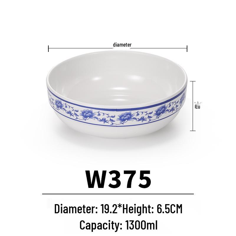 Blue & White Melamine Noodle Bowl: Imitation Porcelain Tableware for Ramen, Soup, Wonton, or Beef Noodles in Noodle Shops