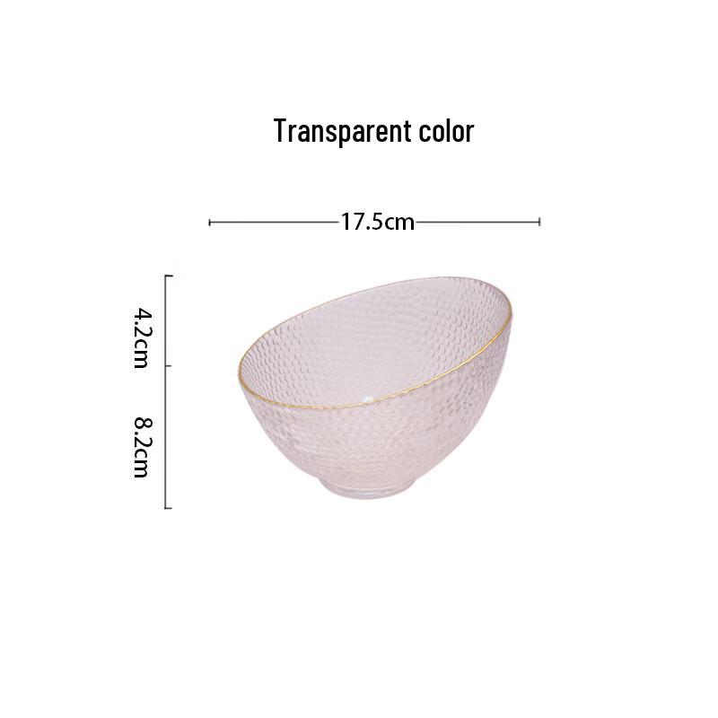 WA Light Luxury Gold Rim Slanted Glass Bowl