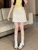 Women's High-Waist Black Polka Dot A-Line Midi Skirt - Summer 2024