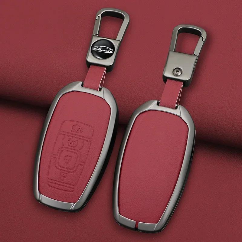 Interior Mouldings Leather Car Key Case Shell Cover for Lincoln Continental Navigator Z MKZ MKC MKX Nautilus Aviator Corsair She