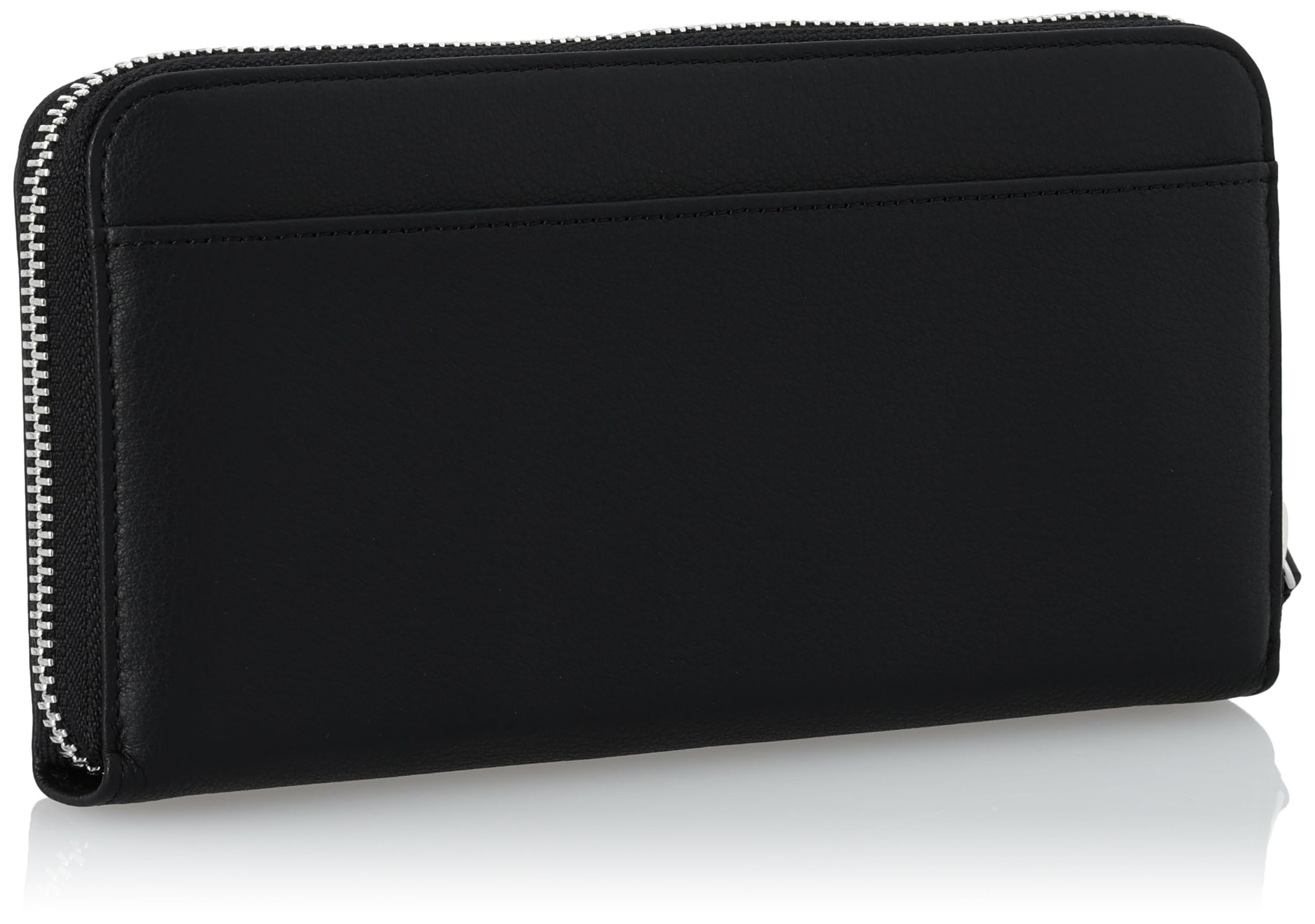 Round Zipper Long Wallet Soft Cowhide Bag Stitch Slim Wallet