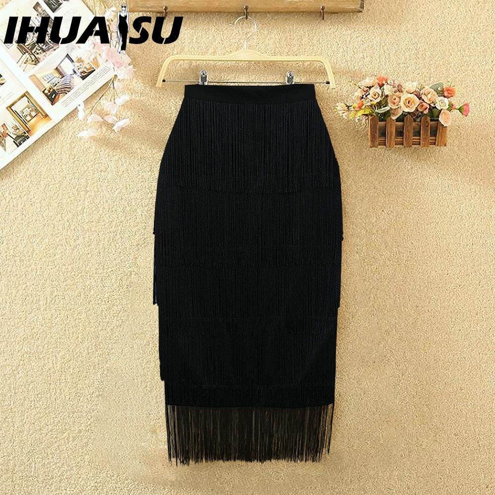 IHUASU Falda de Moda Casual para Mujer con Estampado de Color Sólido para Verano Primavera