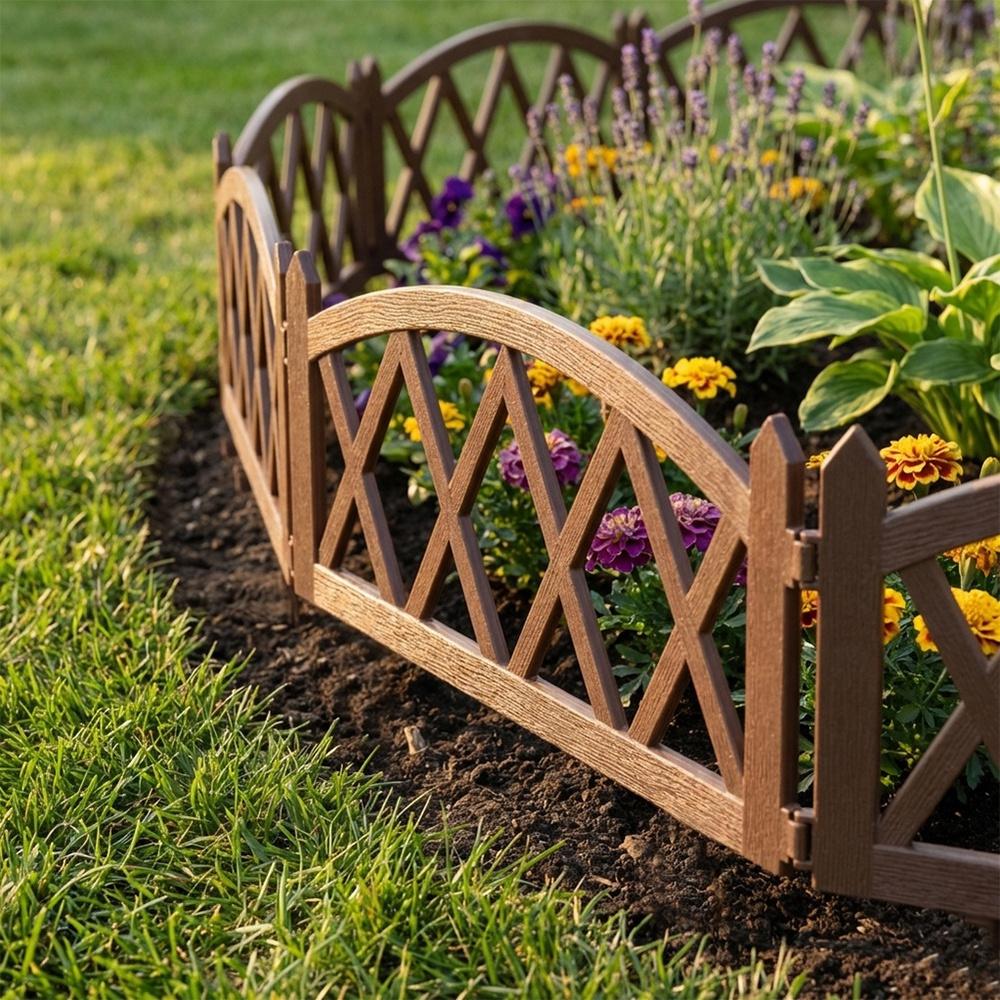 4X Płotek Ogrodowy Brązowy Border Palisada Obrzeże Trawnika Grządki 228 Cm
