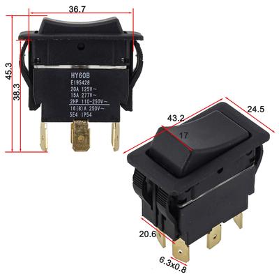 1PCS Rocker Switch HY60B ON OFF ON with IP54 Rating Suitable for Industrial Power Tools and Household Appliances