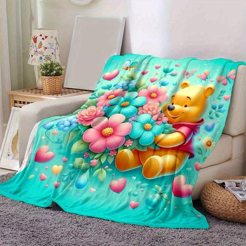 

1pc. Cute Winnie the Pooh Floral Heart Butterfly Home Office Outdoor Blanket Gift for All Seasonsz0417295 130cmx150cm