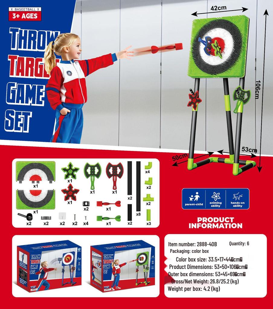Children's Indoor/Outdoor Axe Target Dart Stand - Stress Relief & Parent-Child Competition Toy