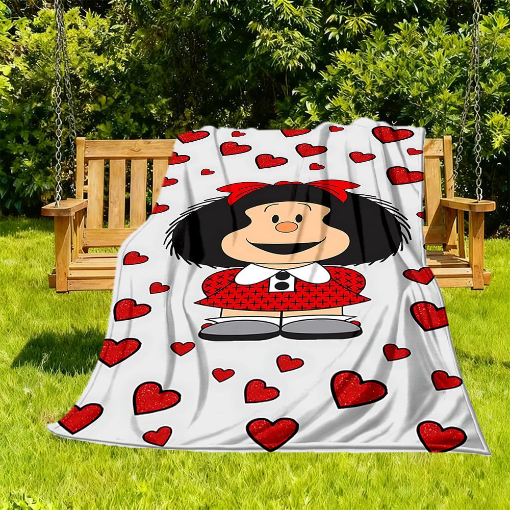 

1PC Mafalda Comics Outdoor Blanket Lightweight Flannel, Soft & Warm, All-Season Use for Sofa, Outdoor, Camping, Living Room31 130x150cm