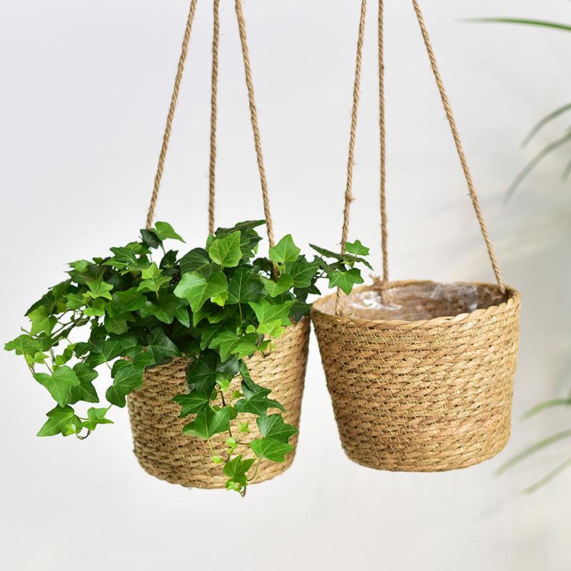 Woven Hanging Flower Pot for Green Plants & Orchids - Rattan Basket Home Decor