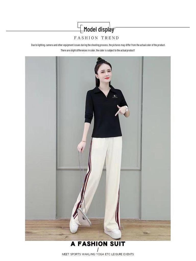 Cross-Border Women's Plus Size Long-Sleeve Polo T-Shirt – Spring, Autumn, and Winter Fashion for Middle-Aged.