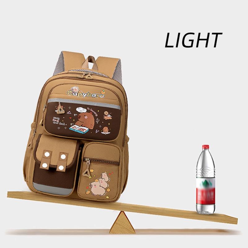 3 szt. Zestawy Kapibara Uczeń Trzyczęściowy Plecak Szkolny Pasek Odblaskowy Plecak Chłopcy i Dziewczęta Plecak Kreskówkowy Wypoczynkowy Kosmetyczka