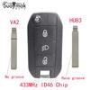 [SUAYMAK] Araba Uzaktan Kumanda Anahtarı Citroen C-Elysee C4-Cactus 3 Düğme/434MHz /ID46 PCF7941 Çip/HU83/VA2/FSK