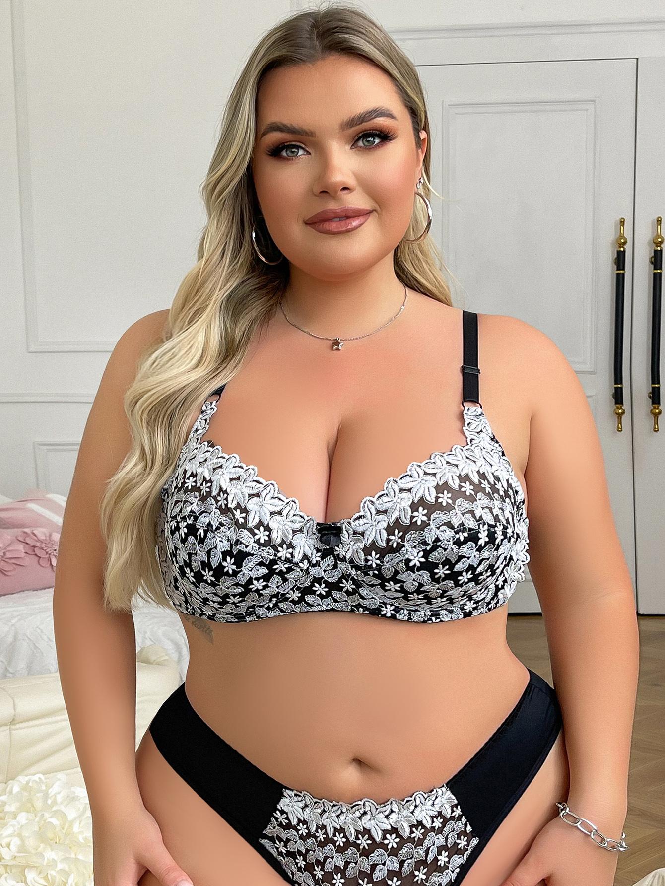 

Julexy Новые поступления Женский бюстгальтер кружевное ажурное нижнее белье Женское вышитое нижнее белье размера плюс D Чашка Бюстгальтер 95D белый