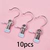 10pcs Premium Stainless Steel Clothes Clips, Adjustable Metal Pants Skirt Hanger with Grip Clips Hook Laundry Home Organizer