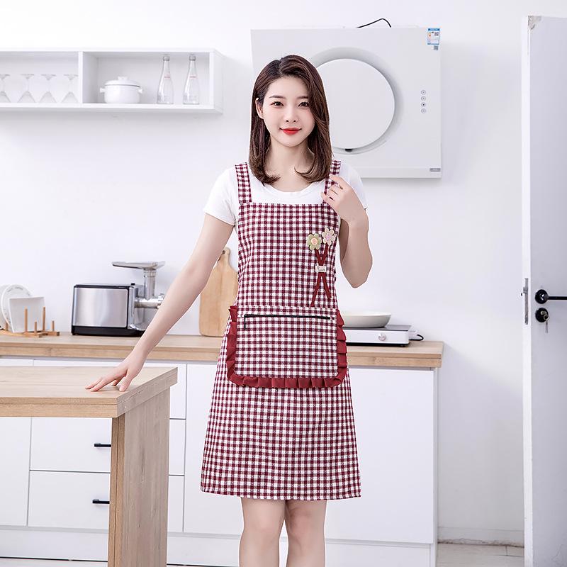 Women s Cotton Smock Dress Apron: Long Sleeve, Dirt-Resistant, Korean Style, Ideal for Kitchen or Work