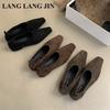 New Spring Autumn Shoes Women Loafers Suede Ballerina Square Toe Flats Ballet Shallow Soft Moccasins British Style Sneaker Mujer