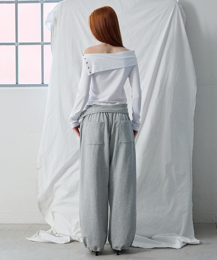 Lense Belt Sweatpants Set Melange Gray